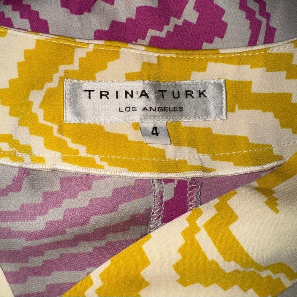 Trina Turk Colorful Silk Mini Dress Palm‎ Springs Resort Size 4 - Picture 4 of 5